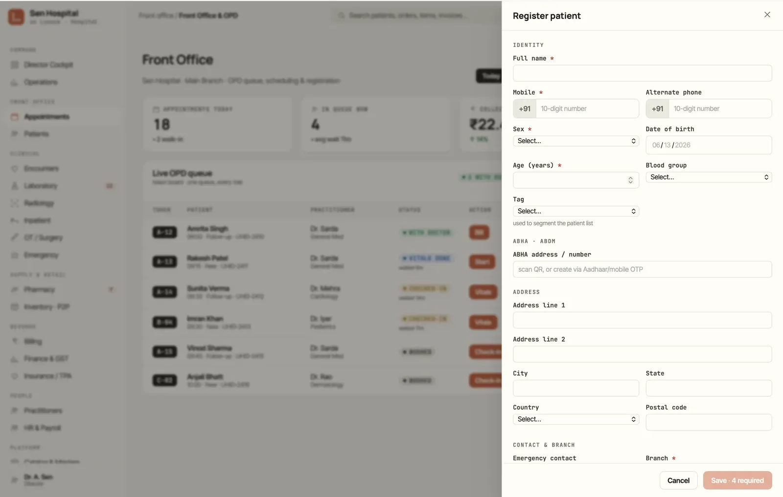 Registering a patient in Lucoze