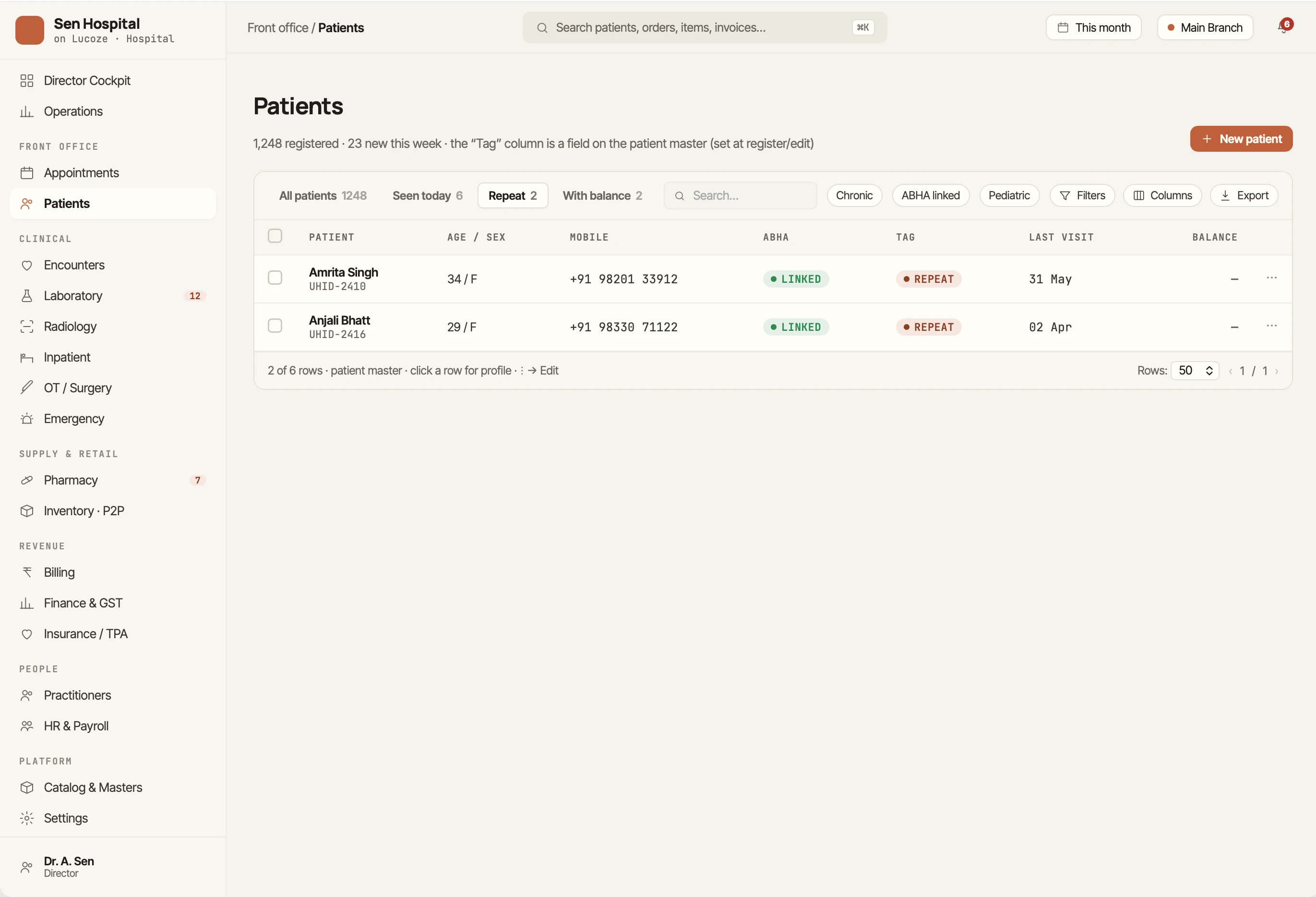 Multilingual patient search across a clinic's patient list in Lucoze